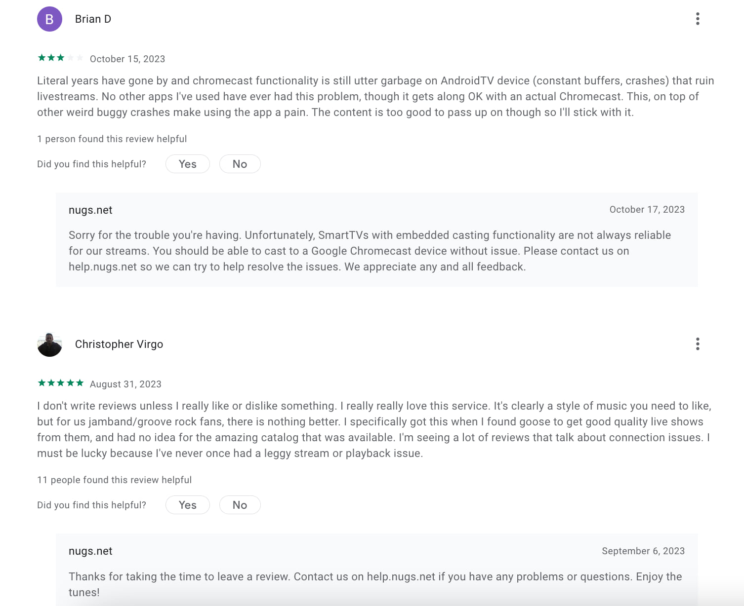 Nugs.net customer reviews